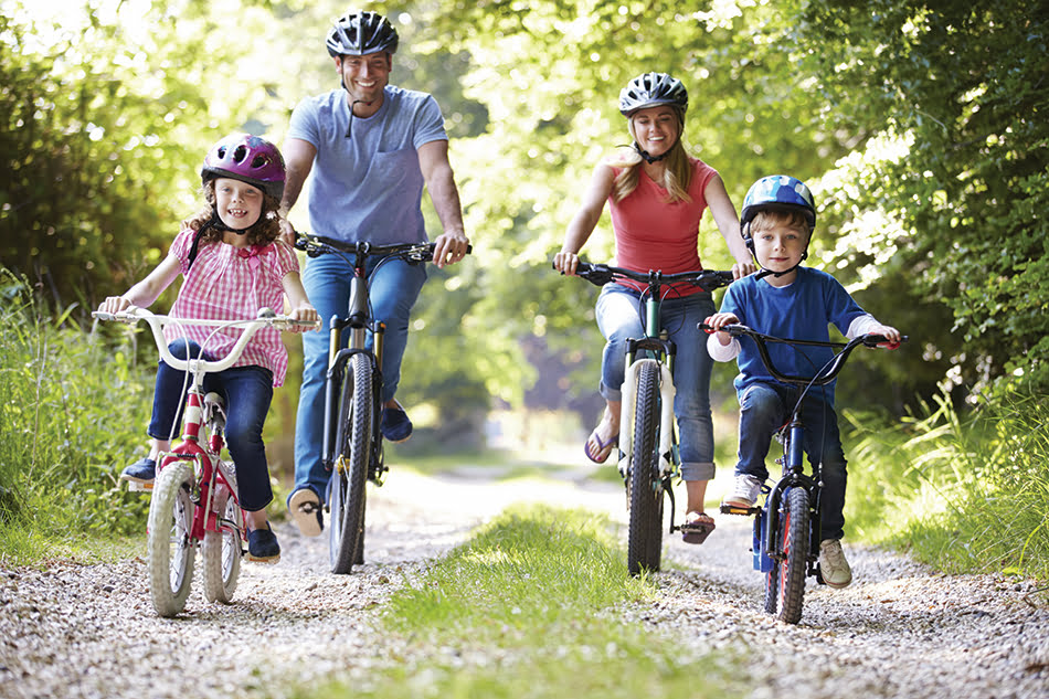 family cycling in Devon