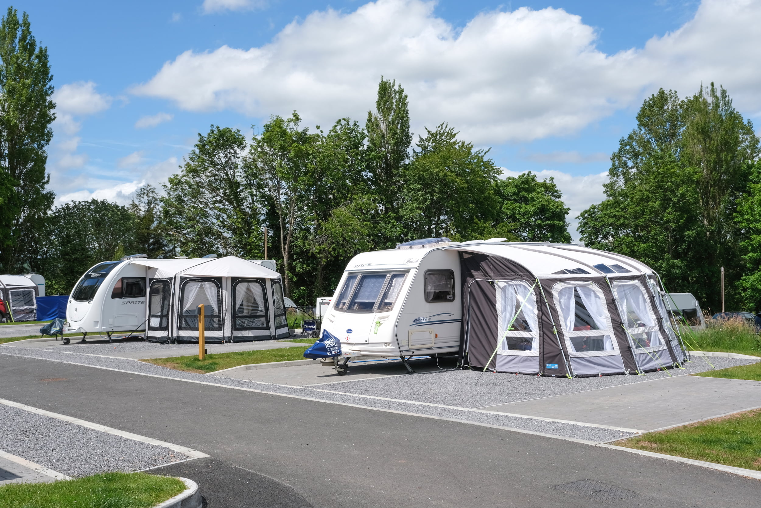 Touring caravans pitched on super pitches