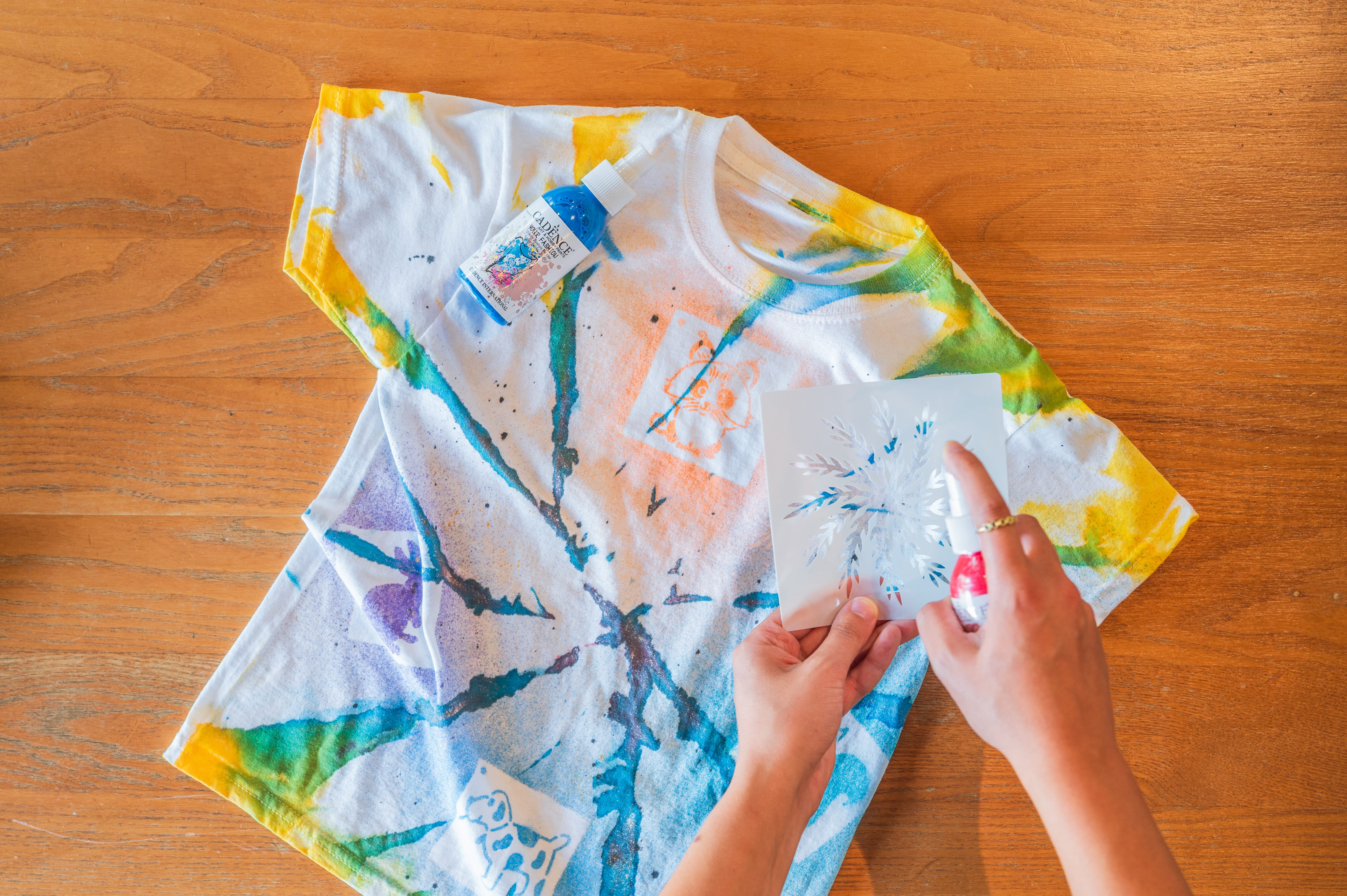 a shimmer shirt being painted